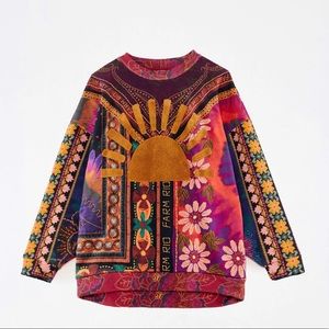 RARE Farm Rio Mixed Scarves Oversized Sweatshirt